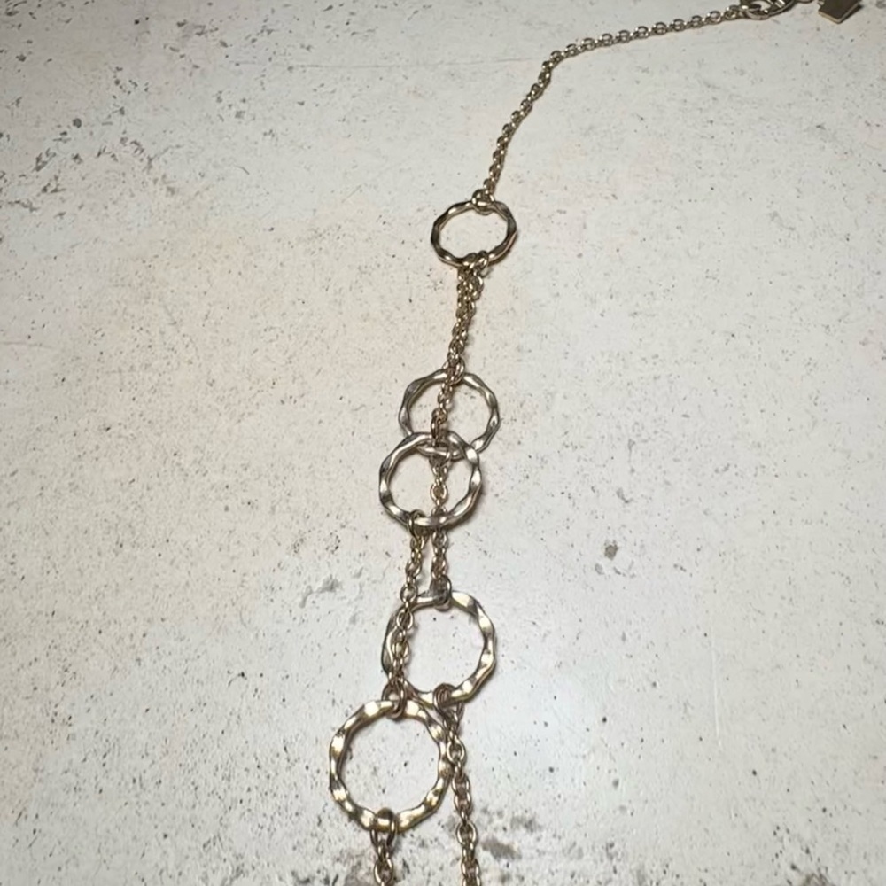 Banana Republic Gold Tone Hamered Circle Layered Necklace - Picture 5 of 6